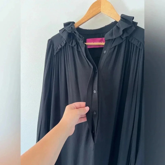 Heidi Merrick Collection Wightman Kaftan Black Long Sleeve Midi Dress Size Large - Picture 6 of 12